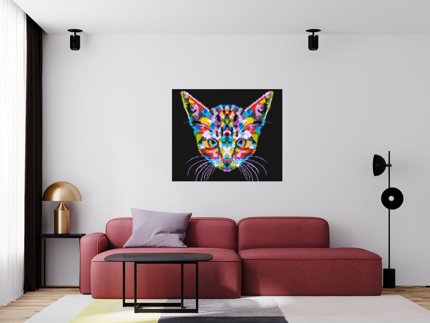 Cat #3 Colourful Pop Art - Brick Art Mosaic Kit 6x5 large