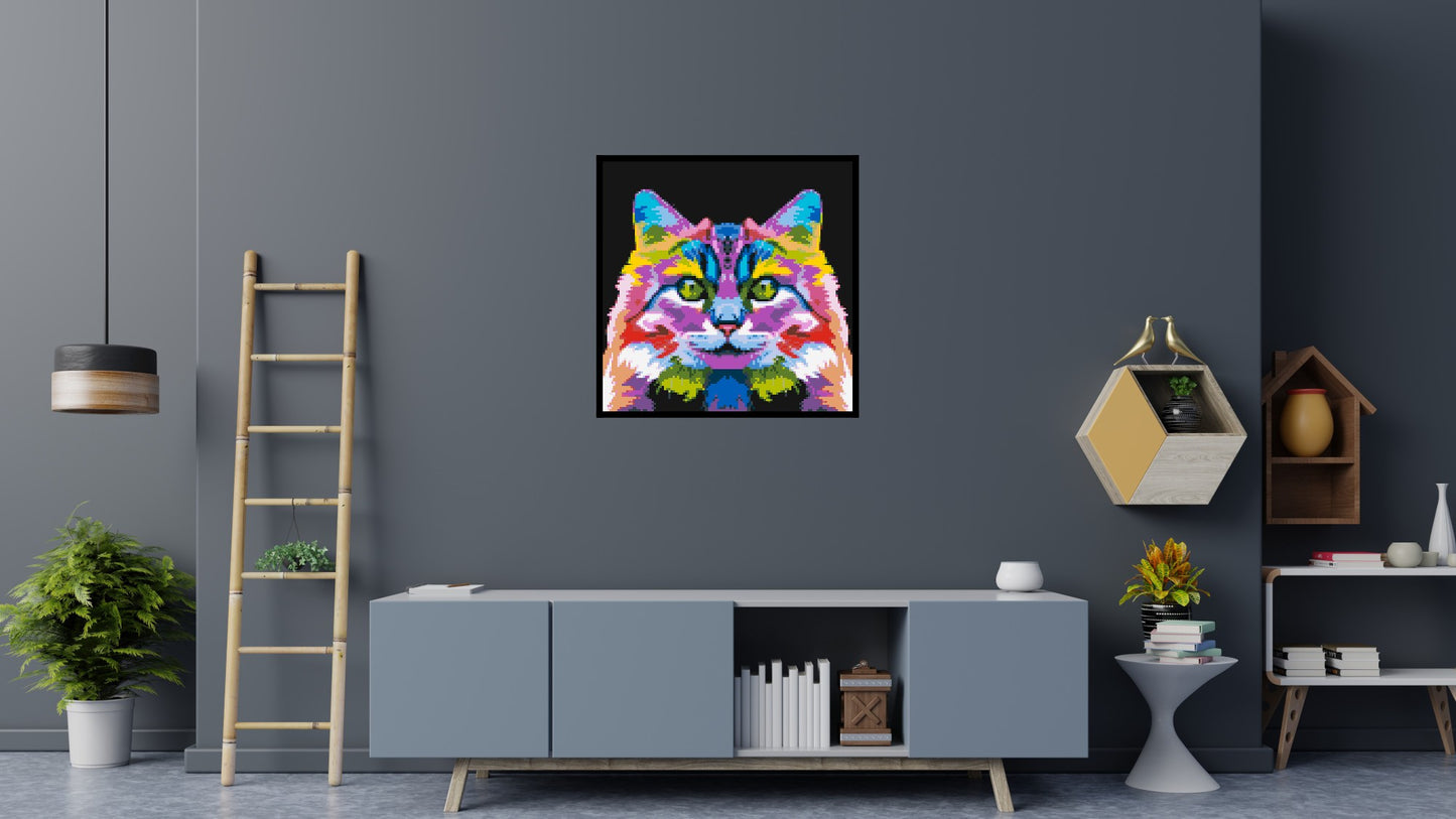 Cat #2 Colourful Pop Art - Brick Art Mosaic Kit 5x5 large