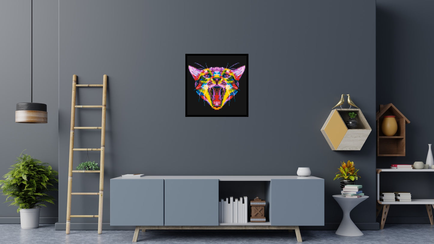 Meowing Cat Colourful Pop Art - Brick Art Mosaic Kit 4x4 large