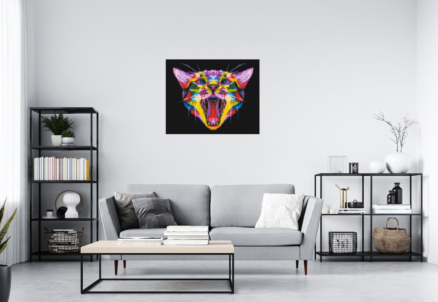 Meowing Cat Colourful Pop Art - Brick Art Mosaic Kit 5x4 large