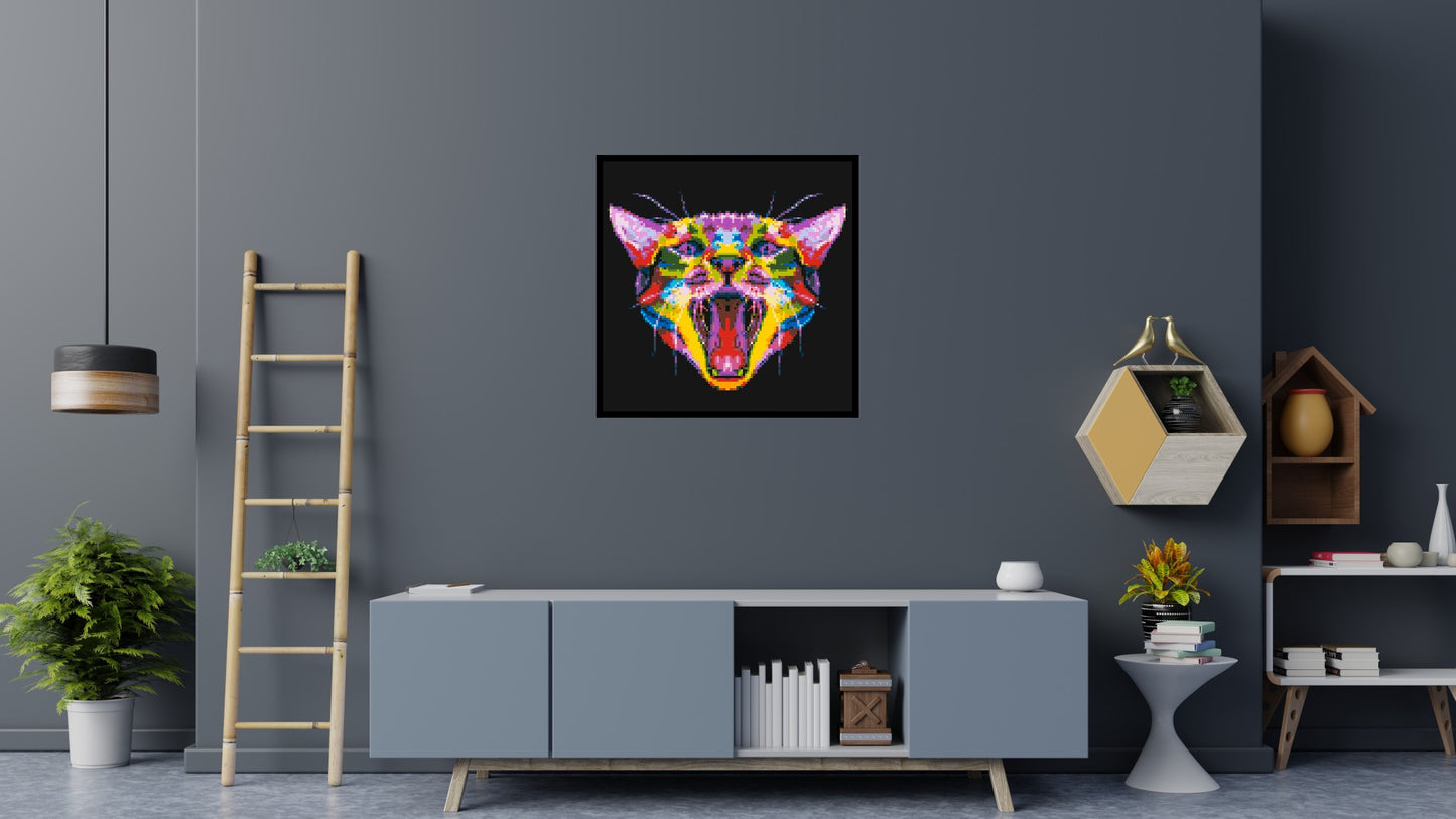 Meowing Cat Colourful Pop Art - Brick Art Mosaic Kit 5x5 large