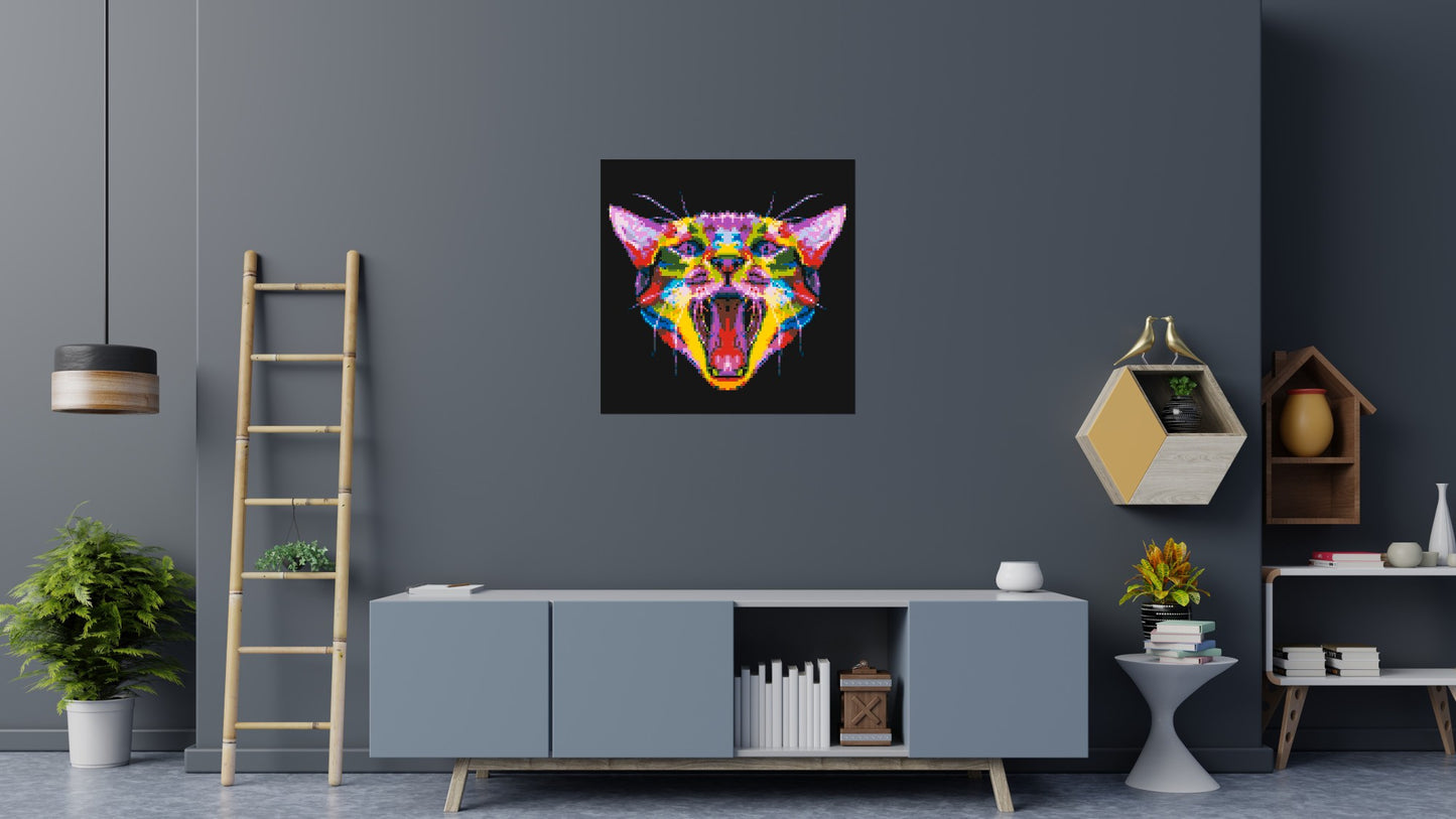 Meowing Cat Colourful Pop Art - Brick Art Mosaic Kit 5x5 large