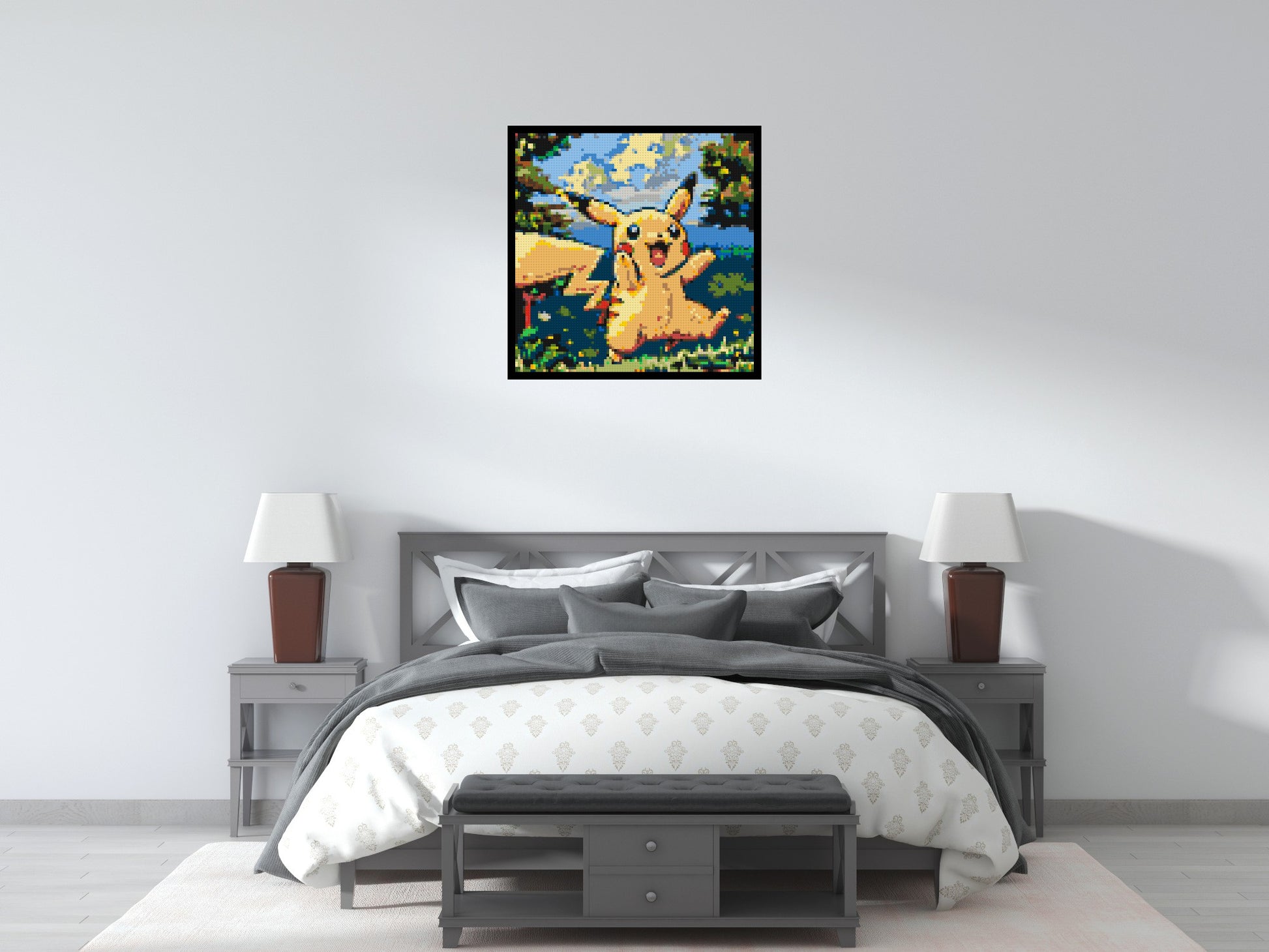 Pikachu - Brick Art Mosaic Kit 4x4 scene with frame