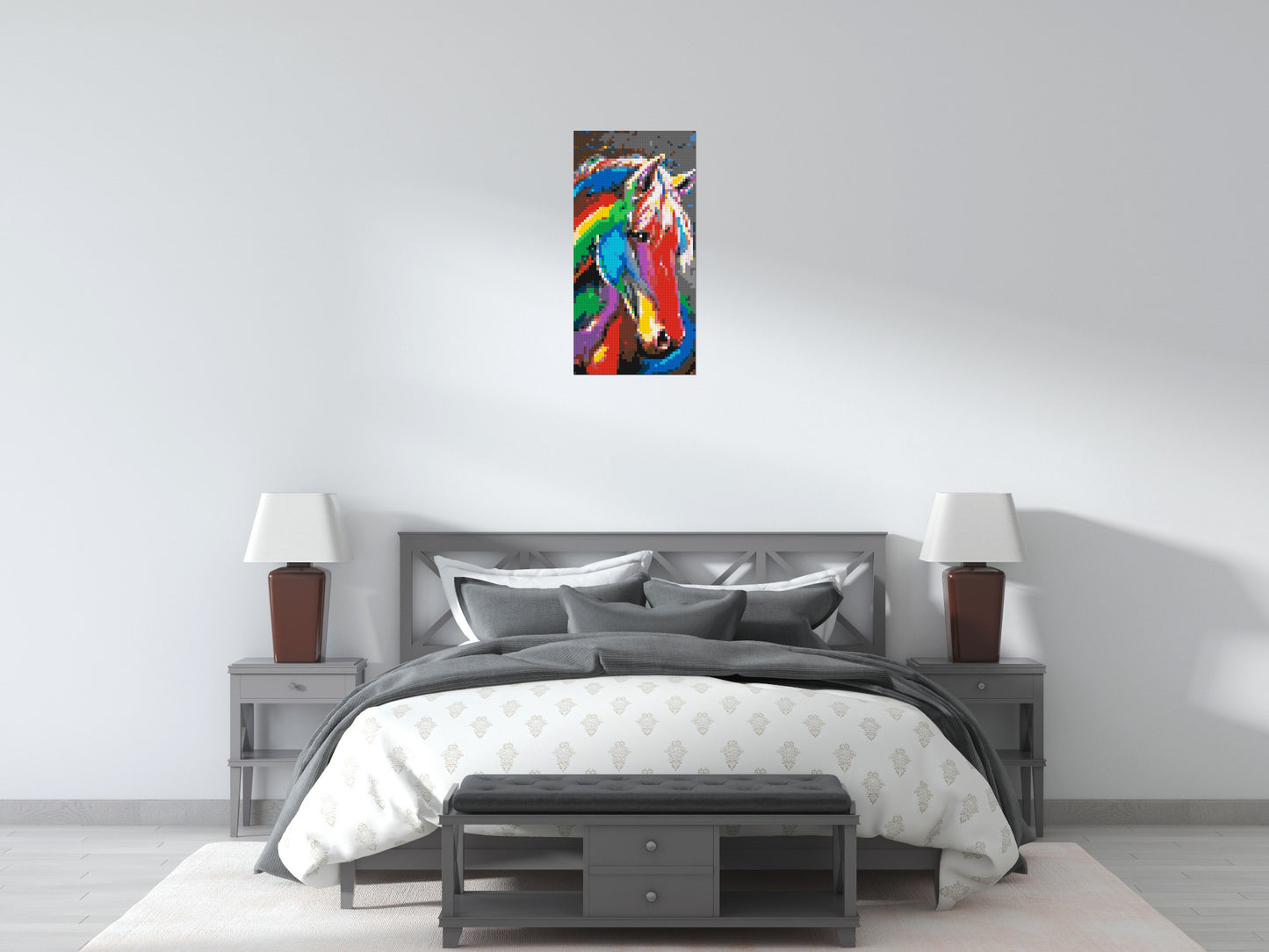 Rainbow Horse Colourful Pop Art - Brick Art Mosaic Kit 2x4 large