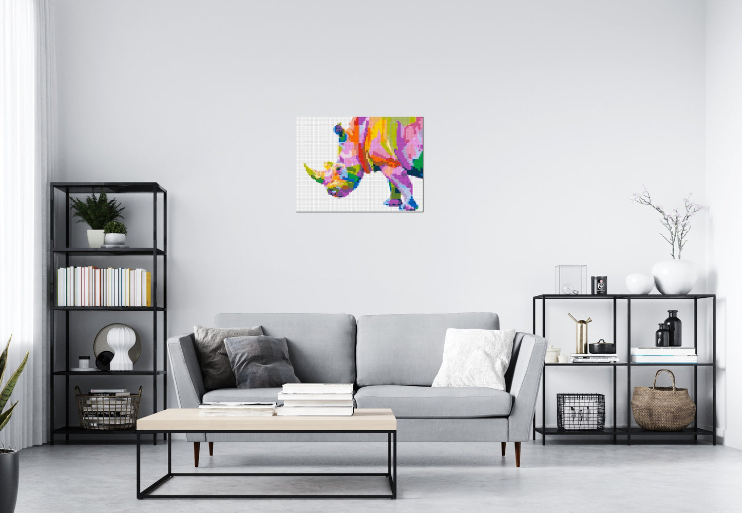 Rhinoceros Colourful Pop Art - Brick Art Mosaic Kit 4x3 large