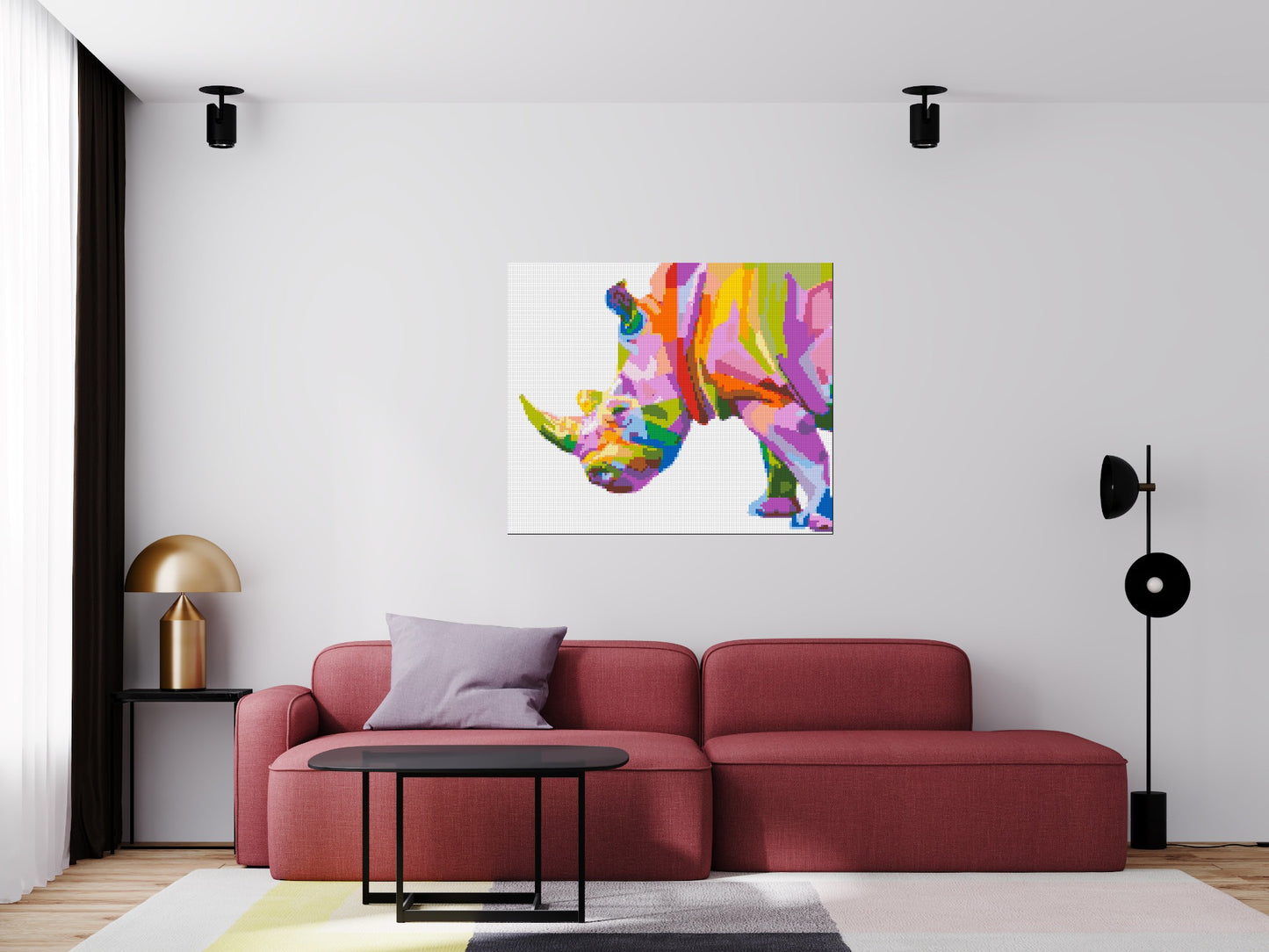 Rhinoceros Colourful Pop Art - Brick Art Mosaic Kit 6x5 large
