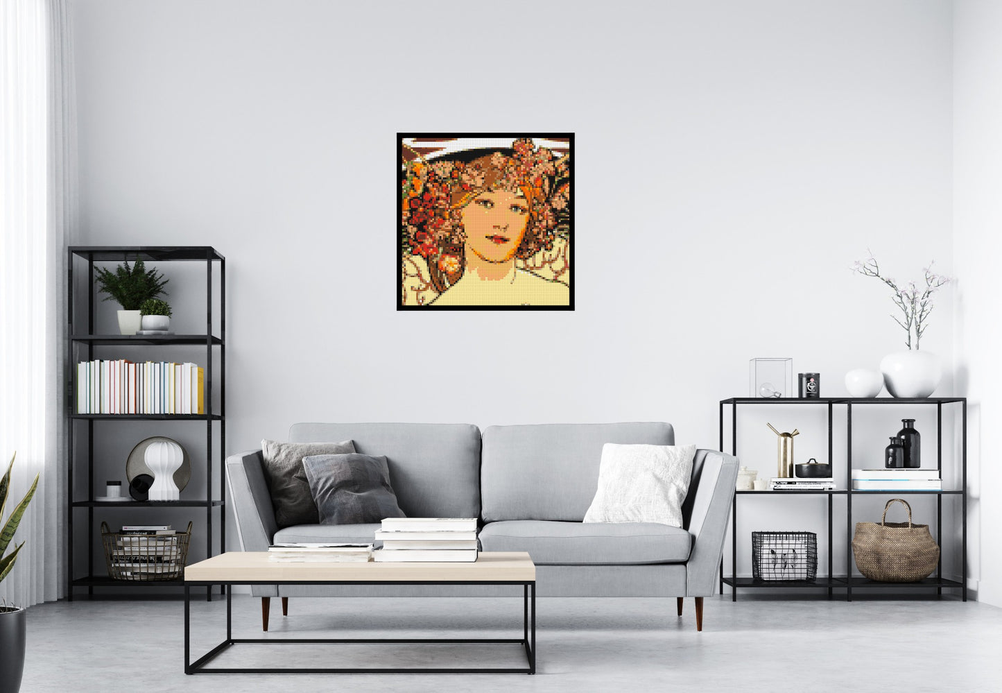 Detail of Reverie by Alphonse Mucha - Brick Art Mosaic Kit 4x4 large