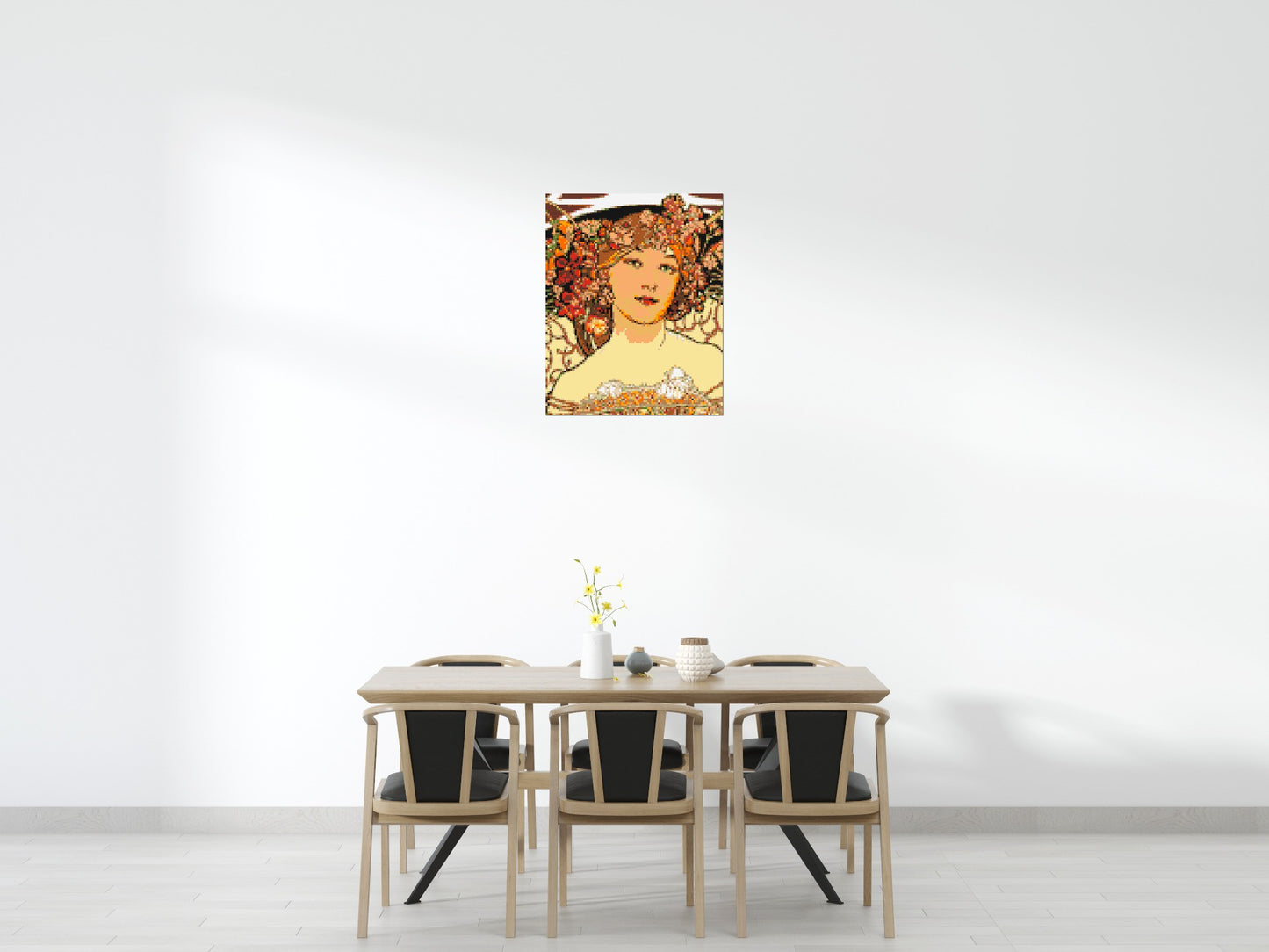 Detail of Reverie by Alphonse Mucha - Brick Art Mosaic Kit 4x5 large