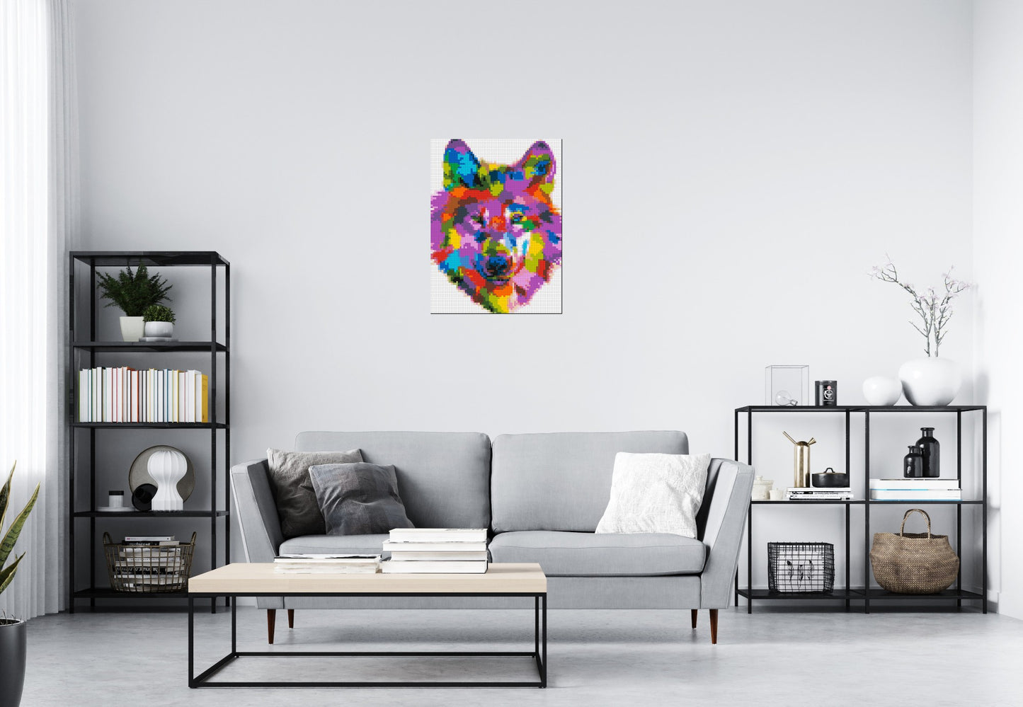 Wolf Colourful Pop Art - Brick Art Mosaic Kit 3x4 large