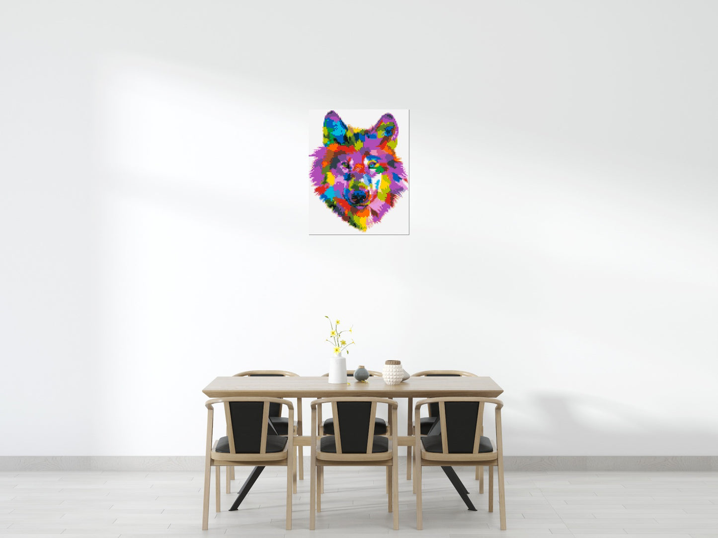 Wolf Colourful Pop Art - Brick Art Mosaic Kit 4x5 large