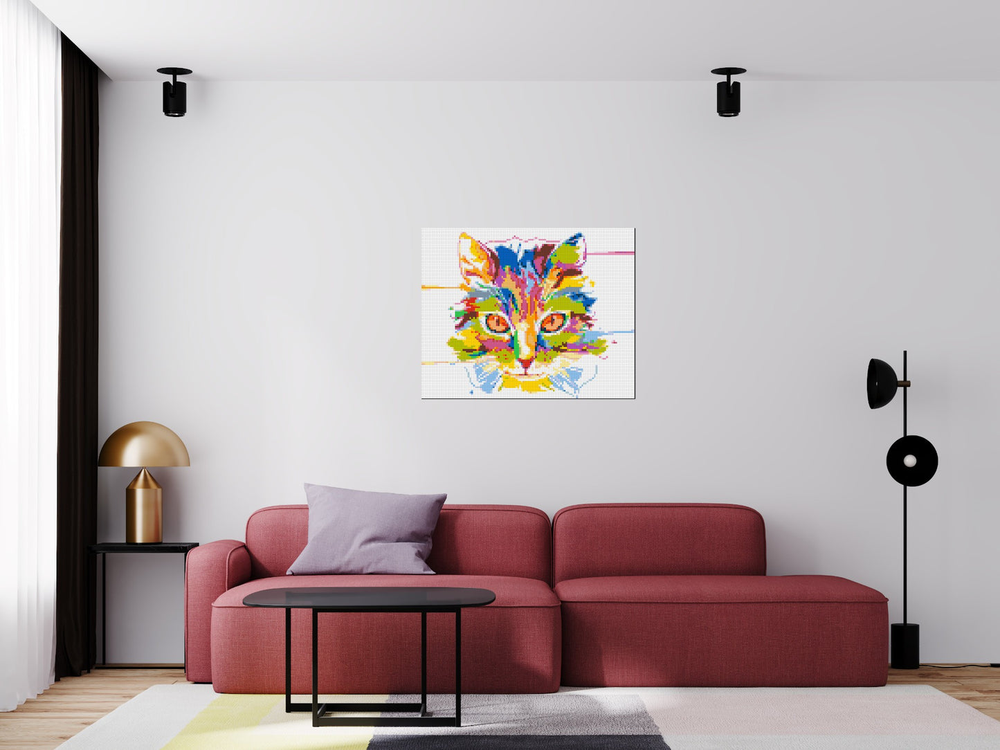 Abstract Cat Colourful Pop Art - Brick Art Mosaic Kit 5x4 large