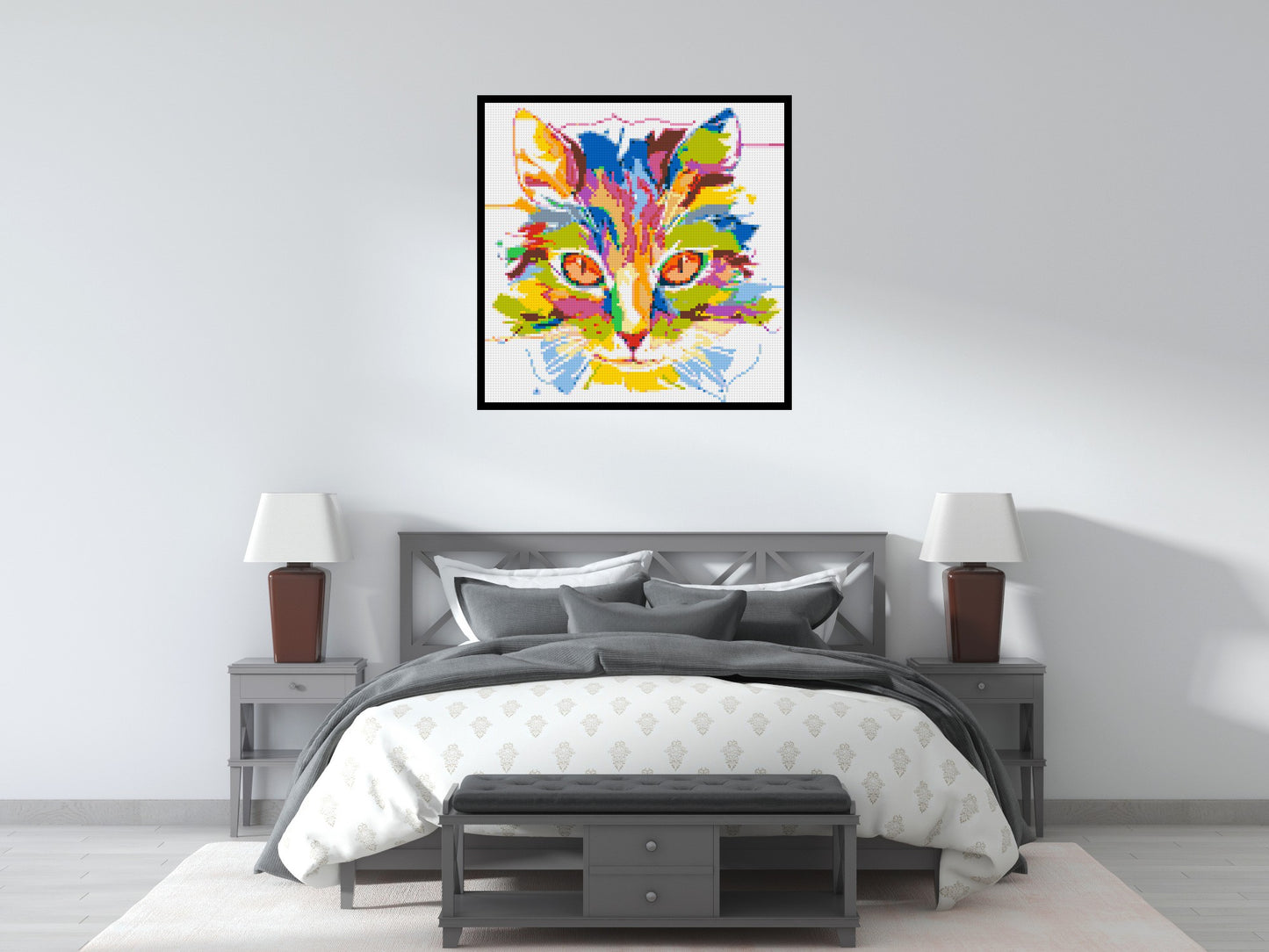 Abstract Cat Colourful Pop Art - Brick Art Mosaic Kit 5x5 large