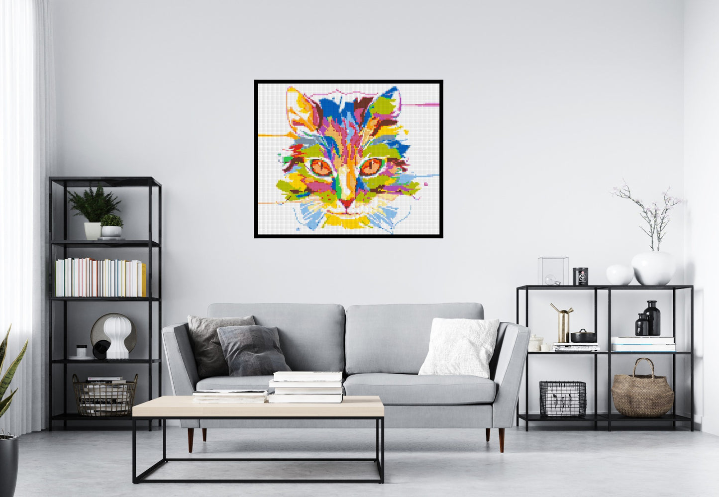 Abstract Cat Colourful Pop Art - Brick Art Mosaic Kit 6x5 large