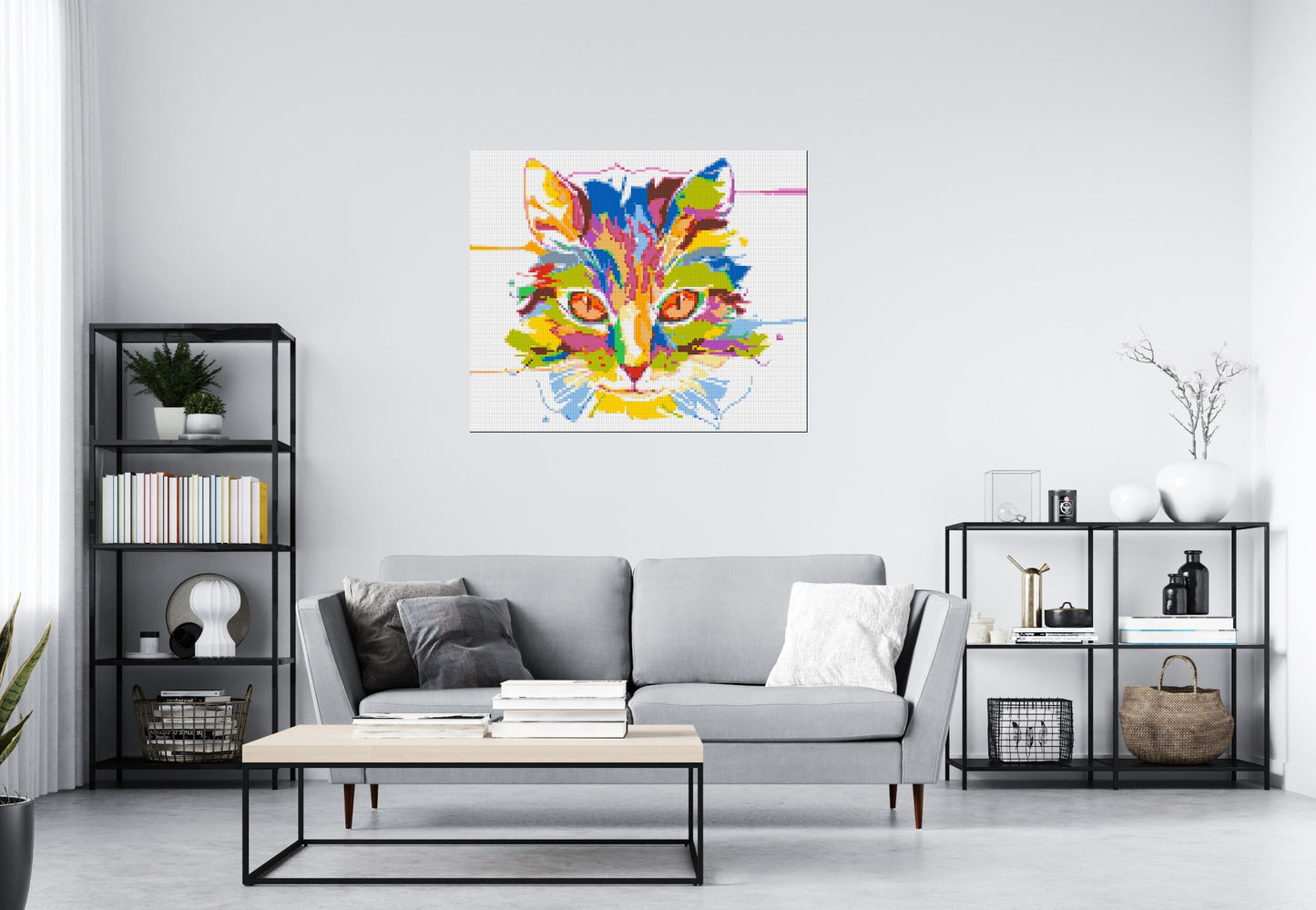 Abstract Cat Colourful Pop Art - Brick Art Mosaic Kit 6x5 large