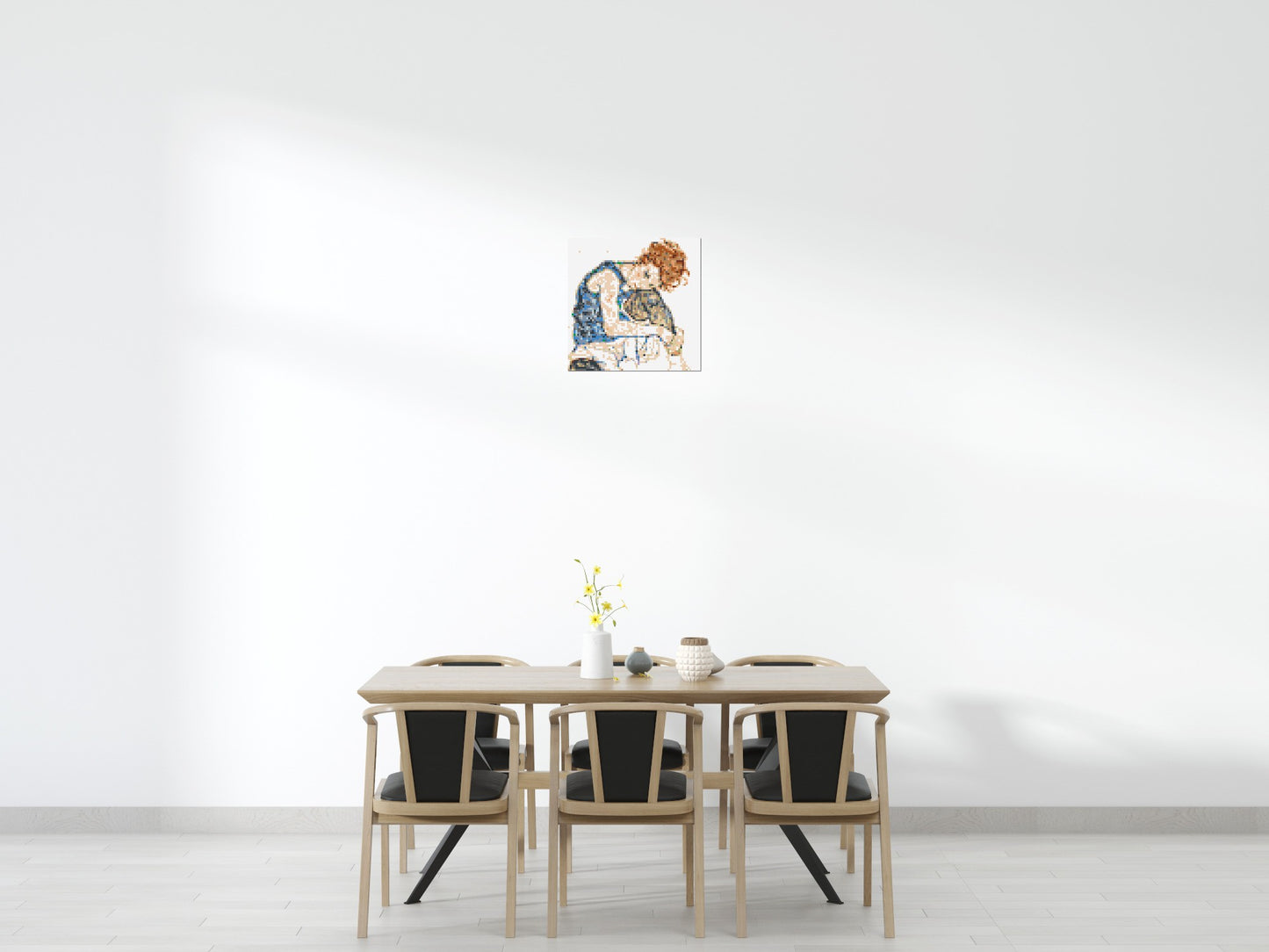 Woman Sitting with Bent Knee by Egon Schiele - Brick Art Mosaic Kit 3x3 large
