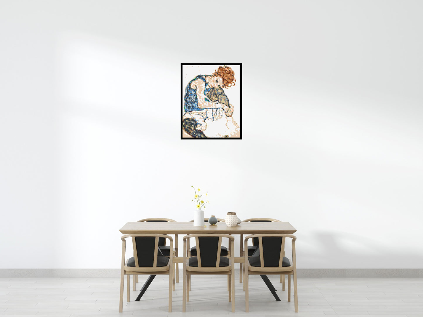 Woman Sitting with Bent Knee by Egon Schiele - Brick Art Mosaic Kit 4x5 large