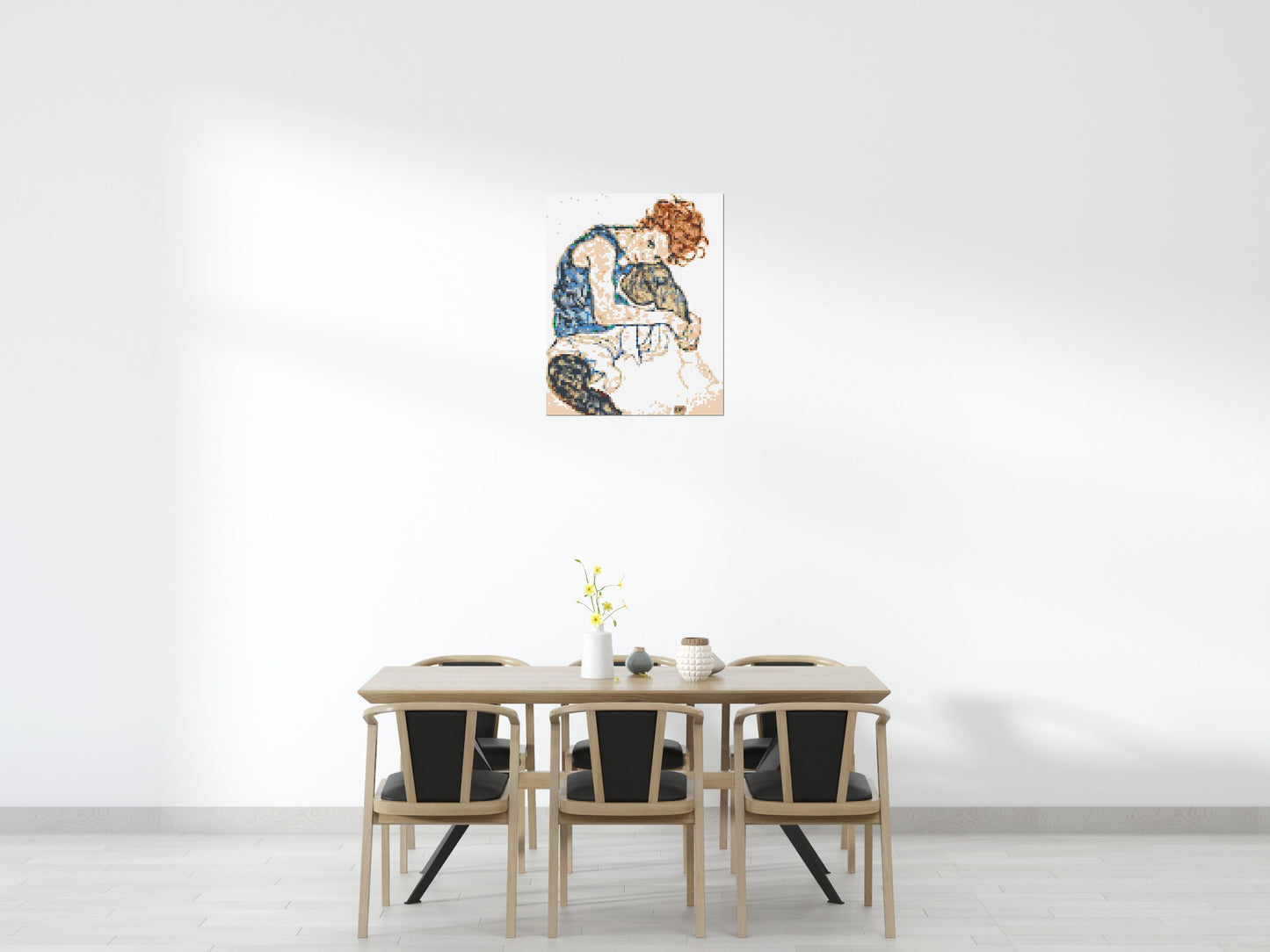 Woman Sitting with Bent Knee by Egon Schiele - Brick Art Mosaic Kit 4x5 large