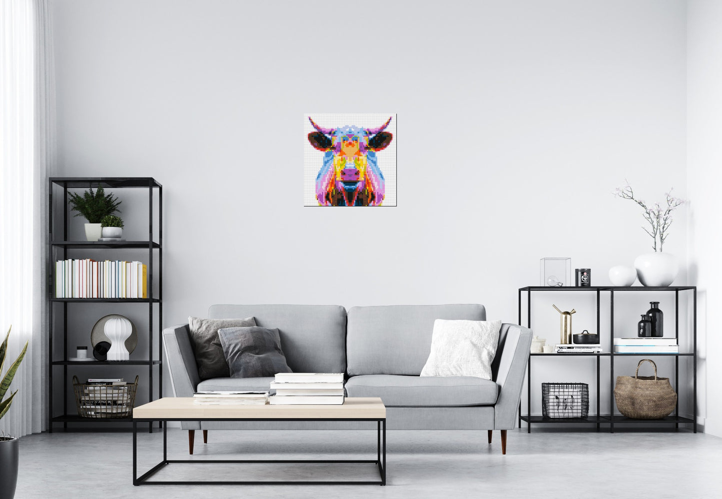Cow Colourful Pop Art - Brick Art Mosaic Kit 3x3 large