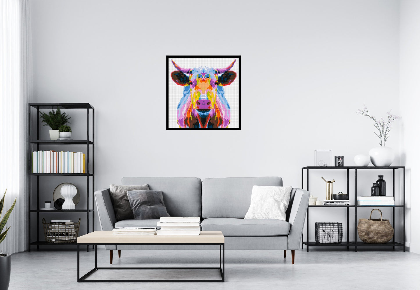 Cow Colourful Pop Art - Brick Art Mosaic Kit 4x4 large