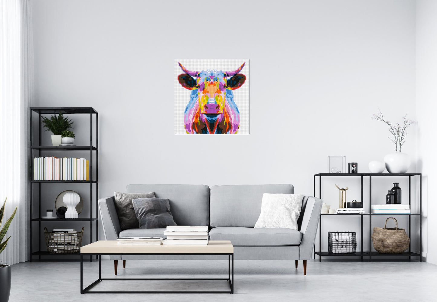 Cow Colourful Pop Art - Brick Art Mosaic Kit 4x4 large