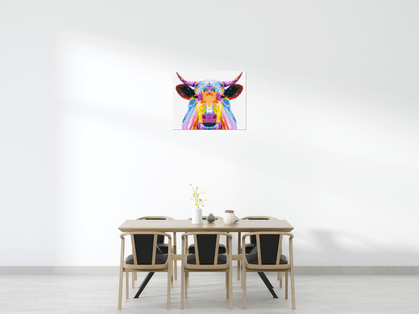 Cow Colourful Pop Art - Brick Art Mosaic Kit 5x4 large