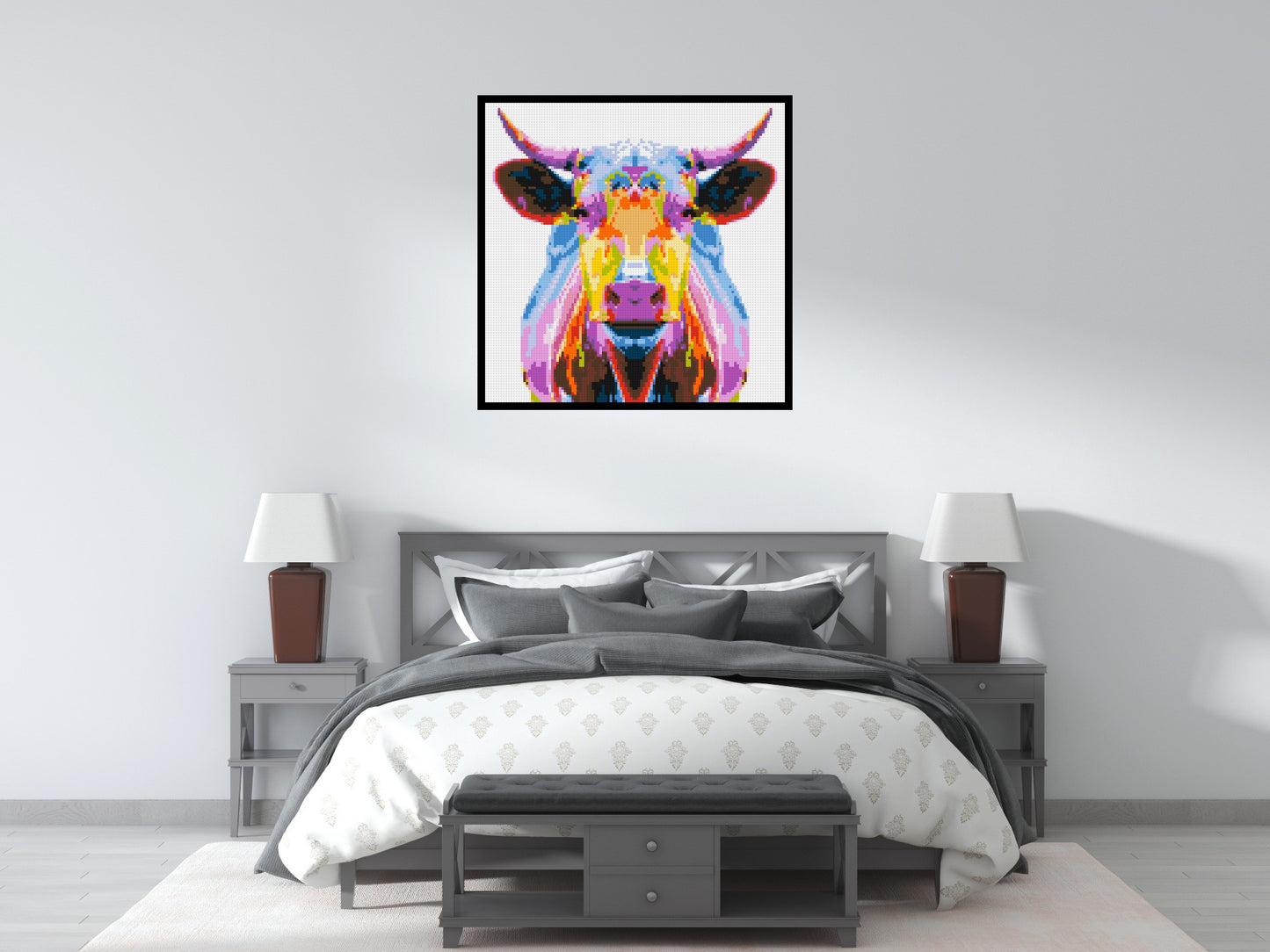 Cow Colourful Pop Art - Brick Art Mosaic Kit 5x5 large