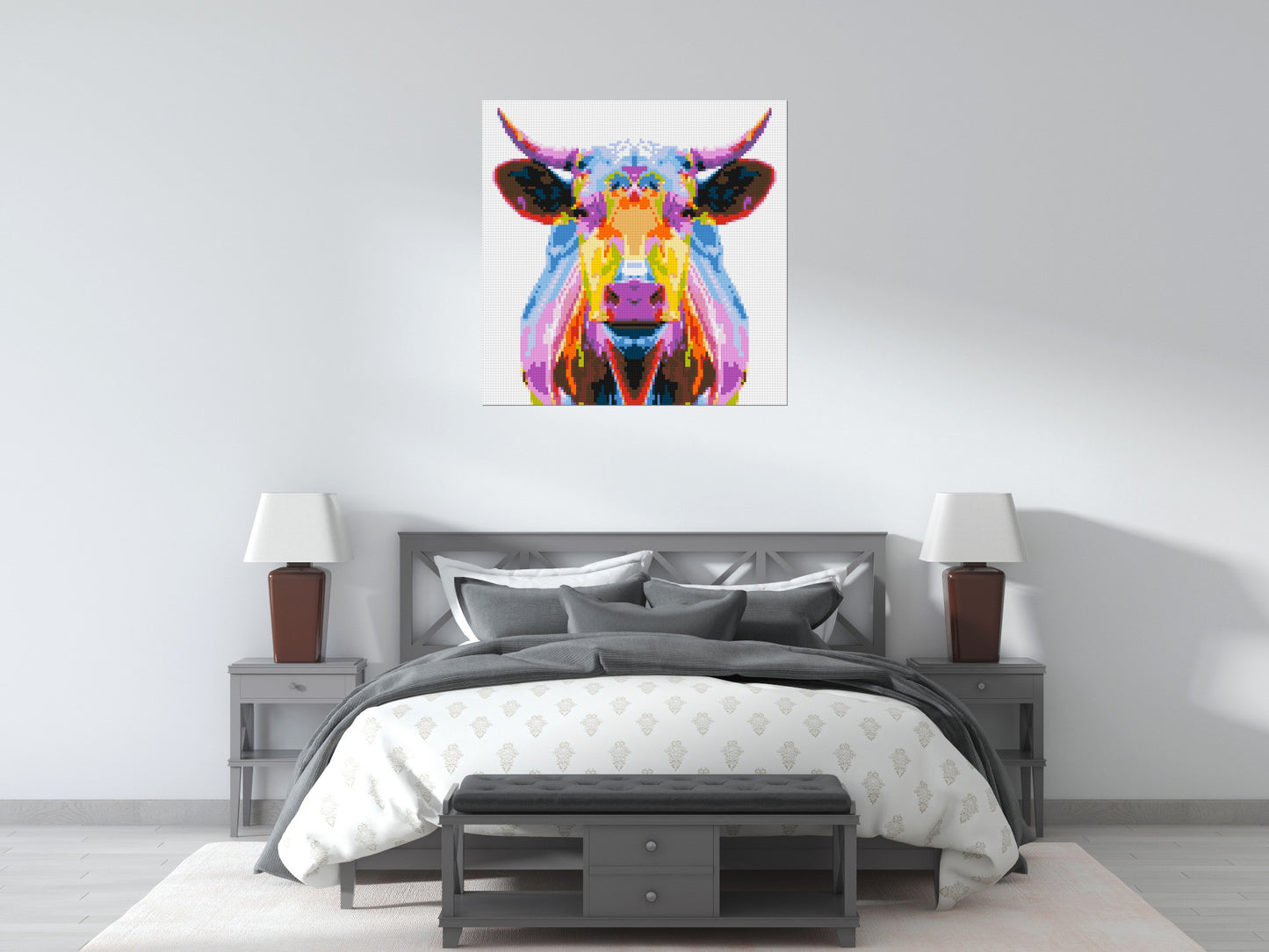 Cow Colourful Pop Art - Brick Art Mosaic Kit 5x5 large