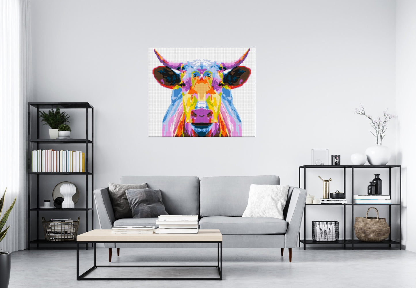 Cow Colourful Pop Art - Brick Art Mosaic Kit 6x5 large