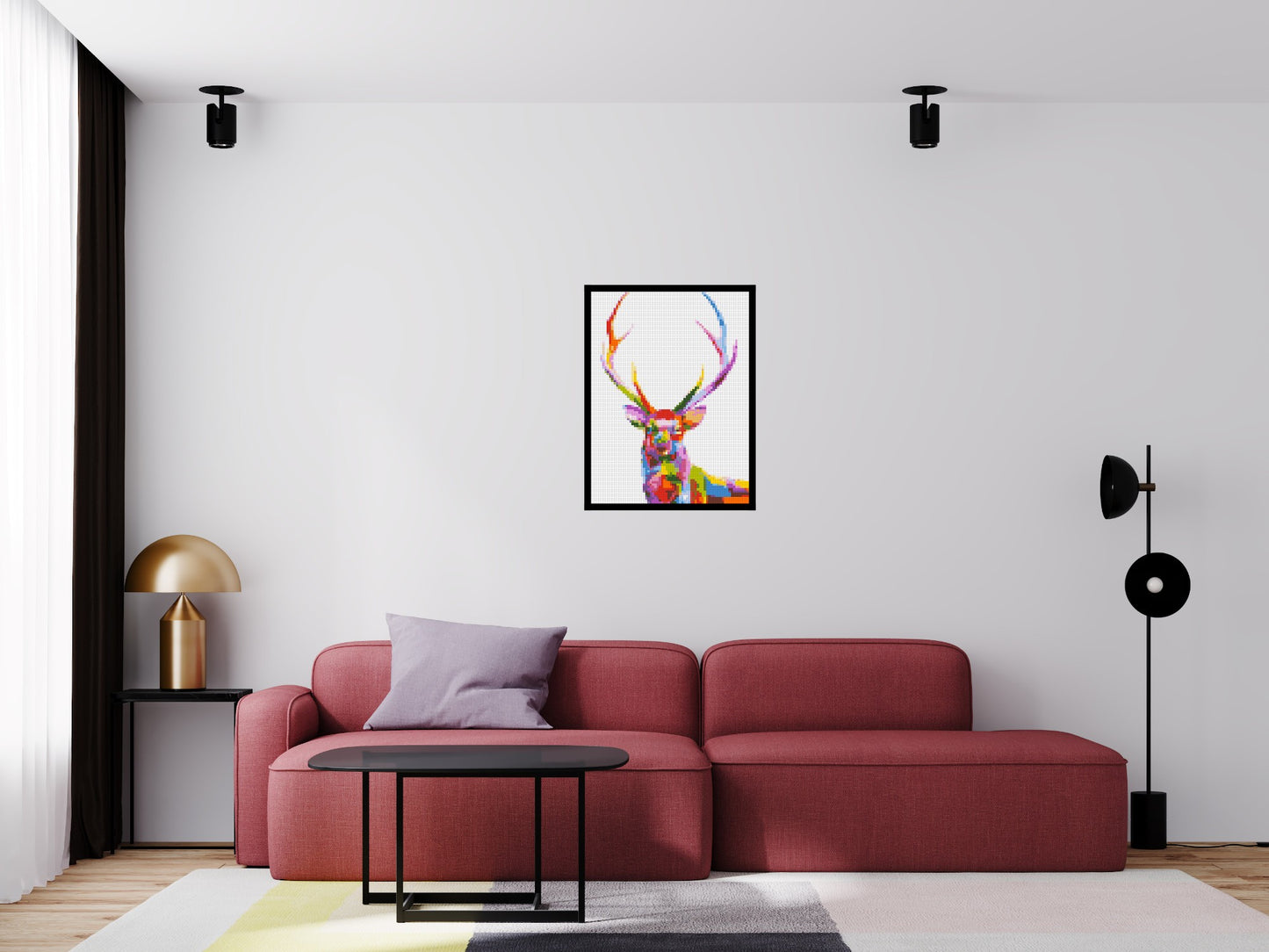 Stag Colourful Pop Art - Brick Art Mosaic Kit 3x4 large