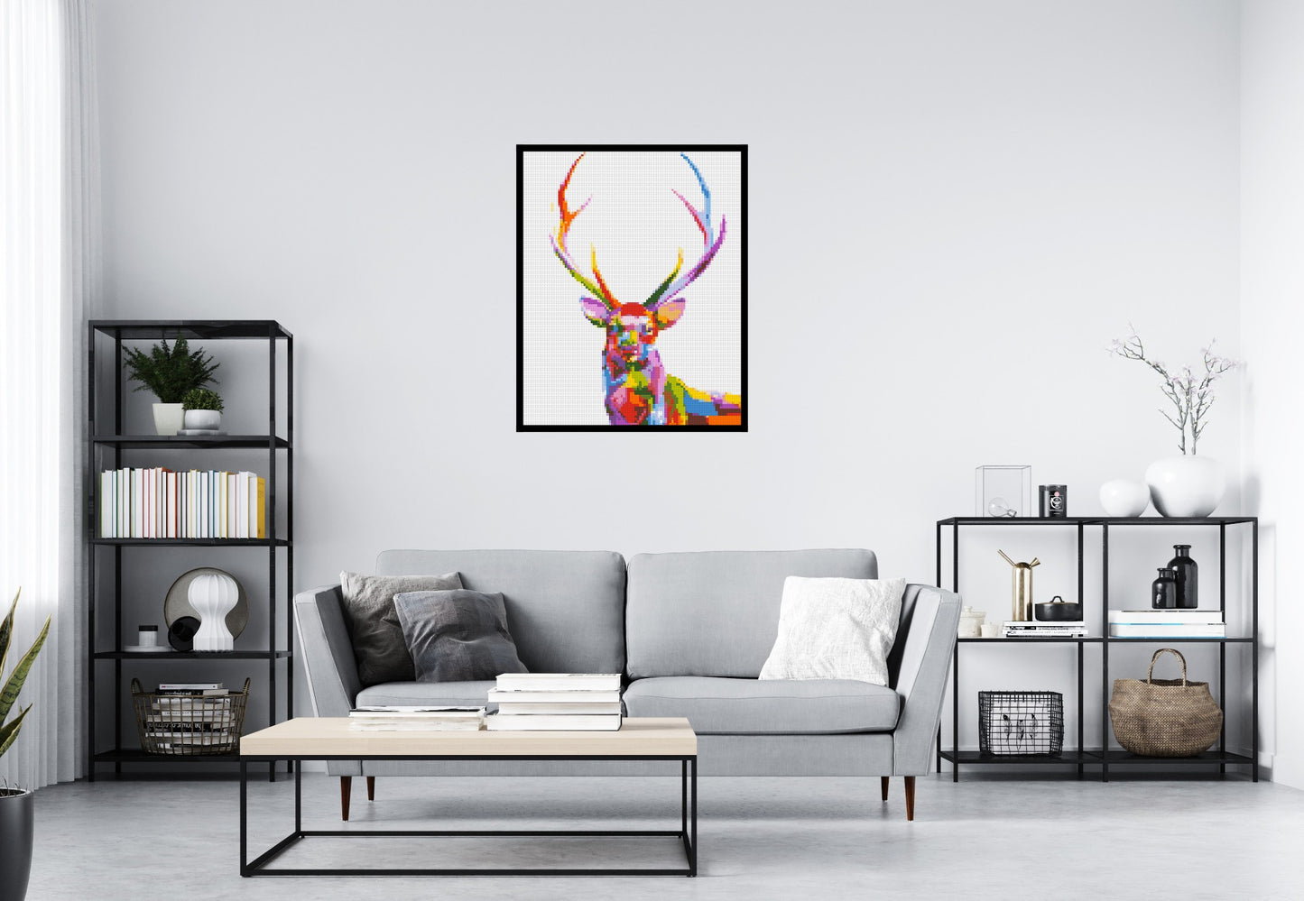 Stag Colourful Pop Art - Brick Art Mosaic Kit 4x5 large