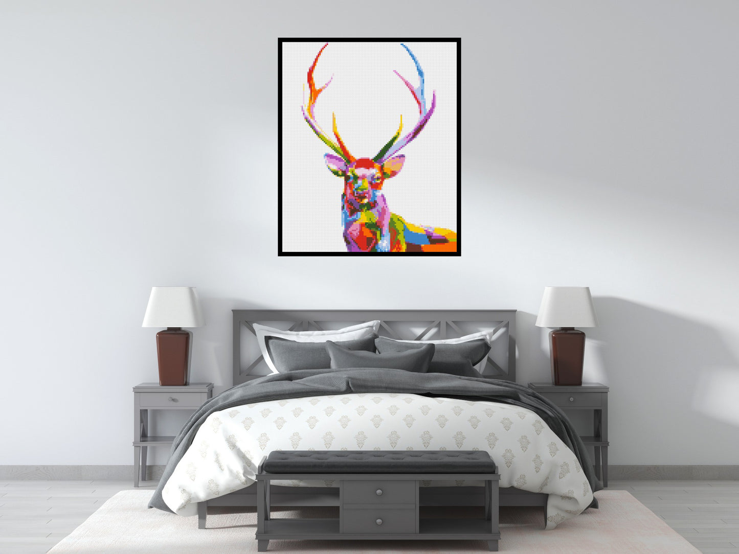 Stag Colourful Pop Art - Brick Art Mosaic Kit 5x6 large