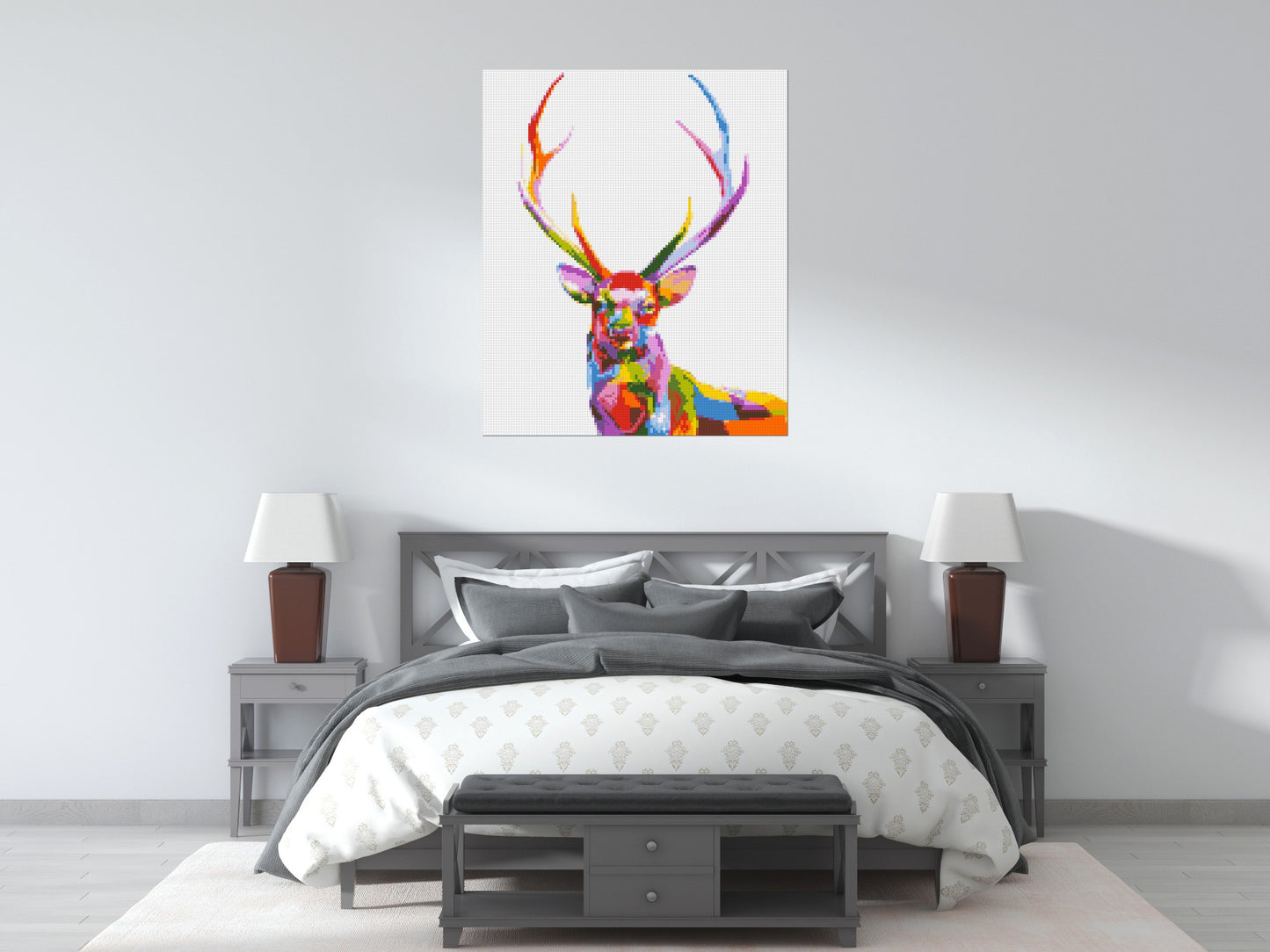 Stag Colourful Pop Art - Brick Art Mosaic Kit 5x6 large