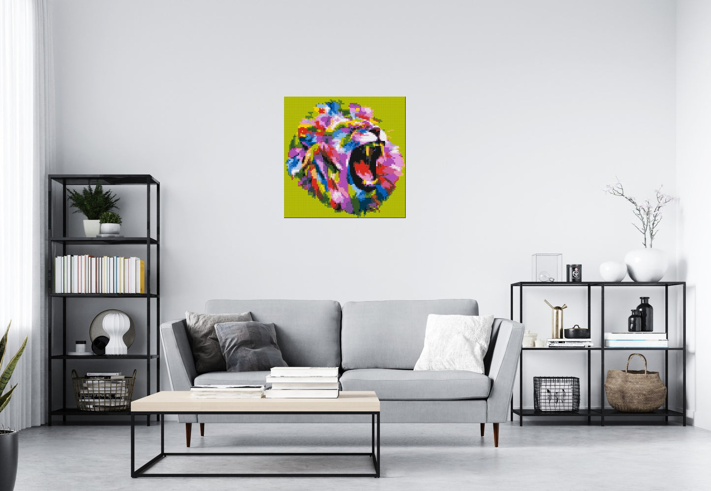 Roaring Lion Colourful Pop Art - Brick Art Mosaic Kit 4x4 large