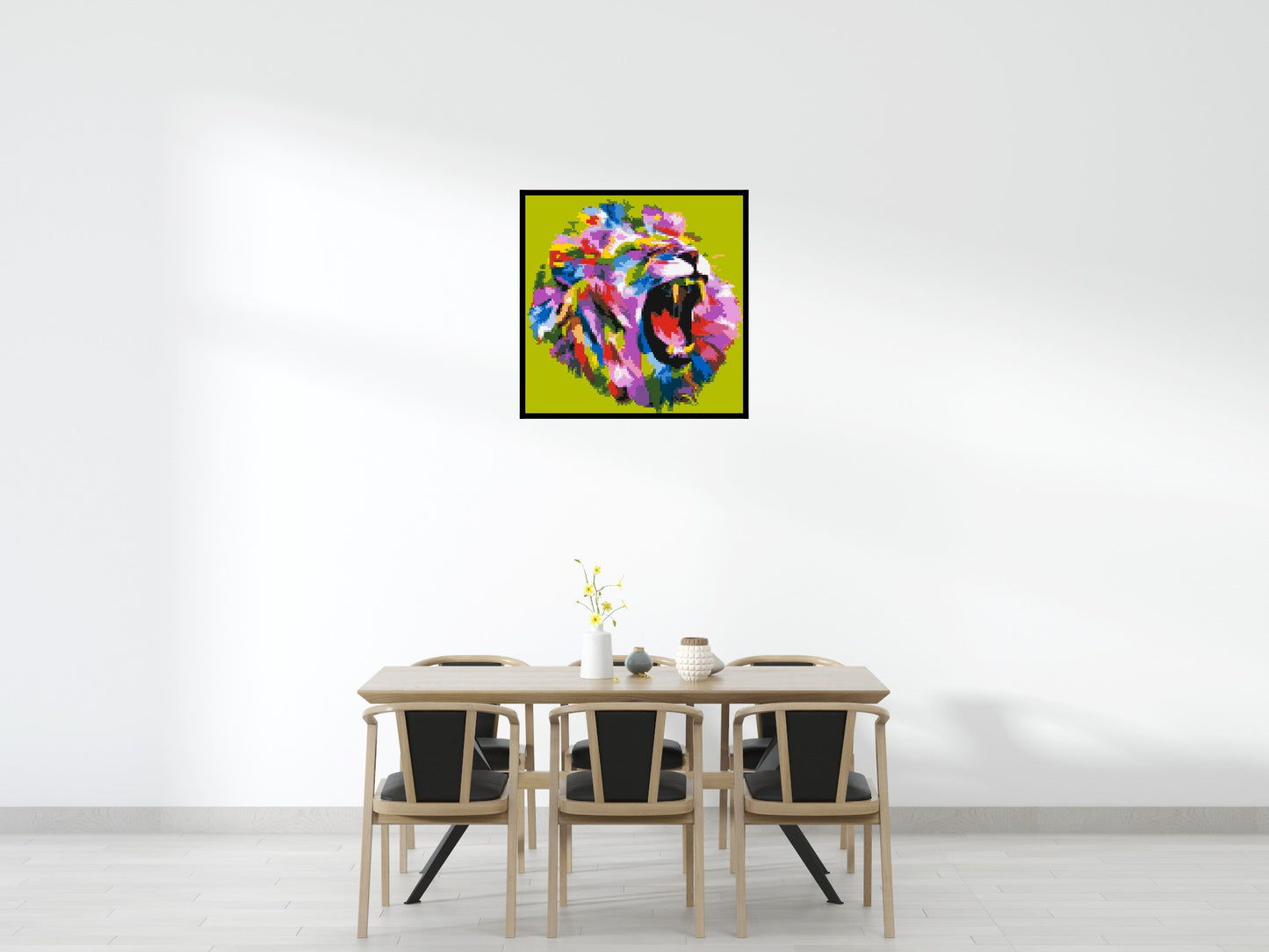 Roaring Lion Colourful Pop Art - Brick Art Mosaic Kit 5x5 large