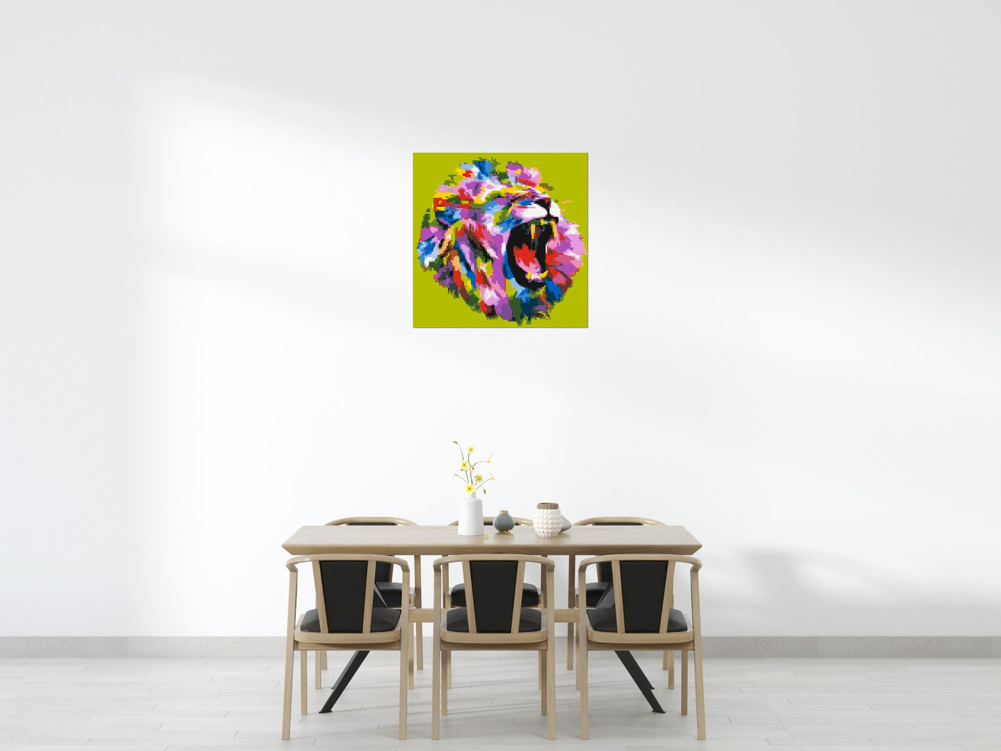 Roaring Lion Colourful Pop Art - Brick Art Mosaic Kit 5x5 large