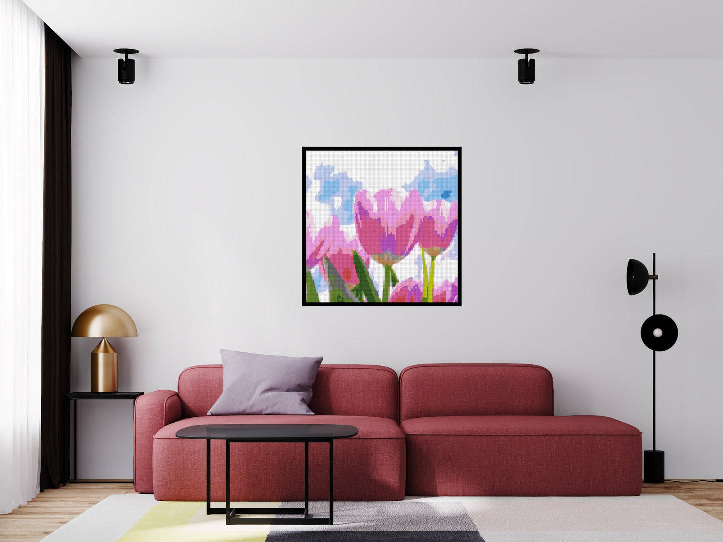 Pink Tulips - Brick Art Mosaic Kit 5x5 large