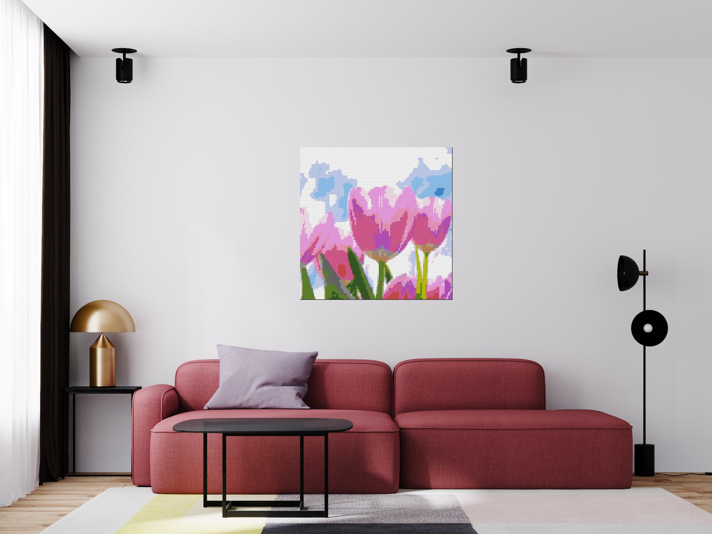 Pink Tulips - Brick Art Mosaic Kit 5x5 large
