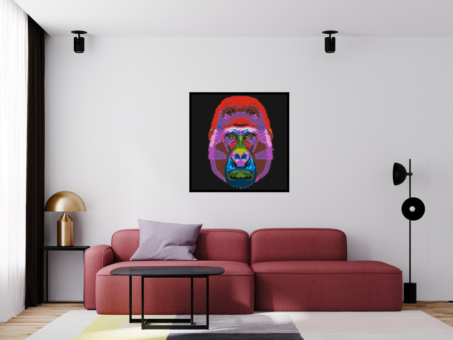 Gorilla Colourful Pop Art - Brick Art Mosaic Kit 5x5 large