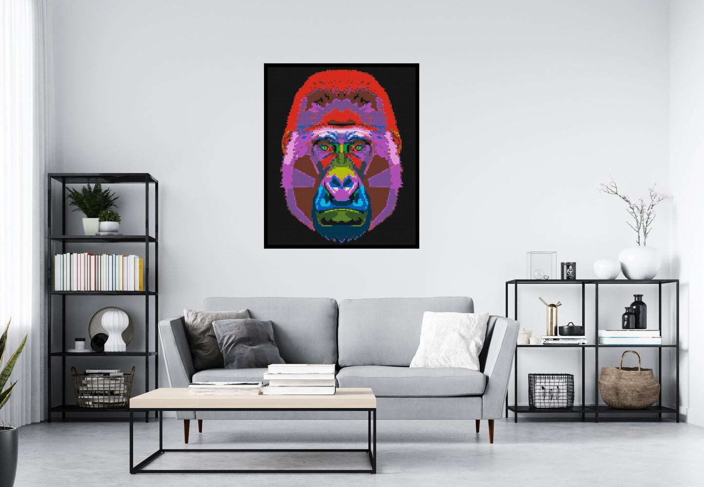 Gorilla Colourful Pop Art - Brick Art Mosaic Kit 5x6 large