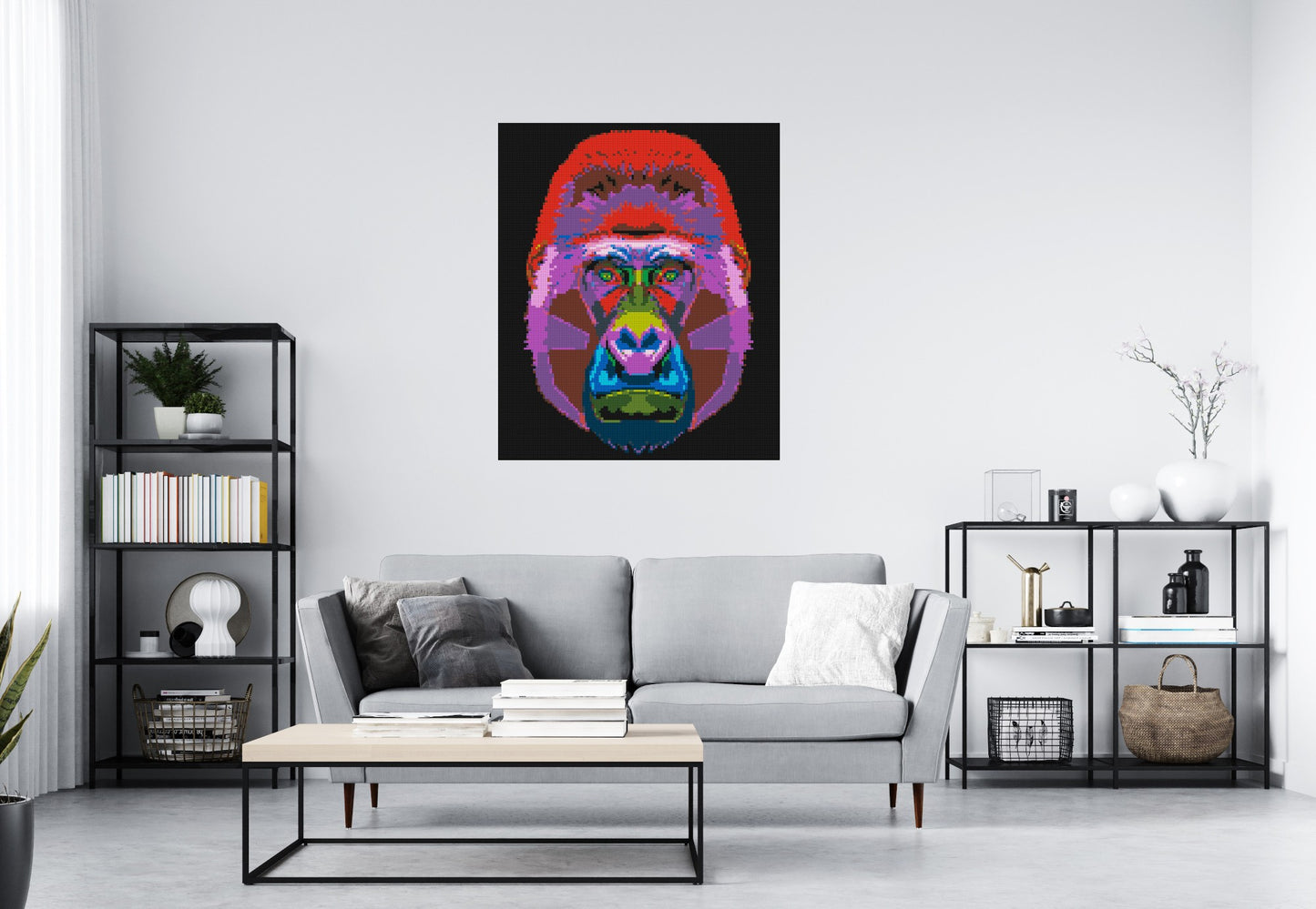 Gorilla Colourful Pop Art - Brick Art Mosaic Kit 5x6 large