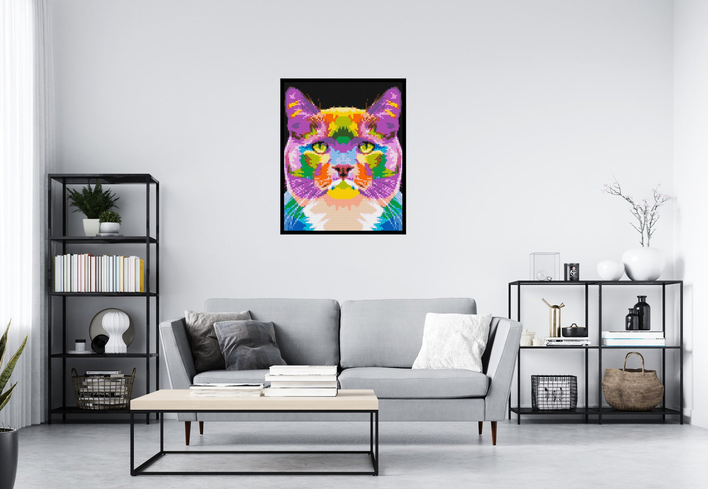Lazy Cat Colourful Pop Art - Brick Art Mosaic Kit 4x5 large