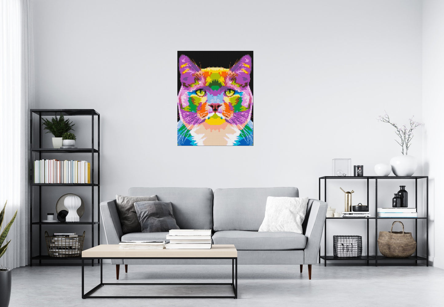 Lazy Cat Colourful Pop Art - Brick Art Mosaic Kit 4x5 large