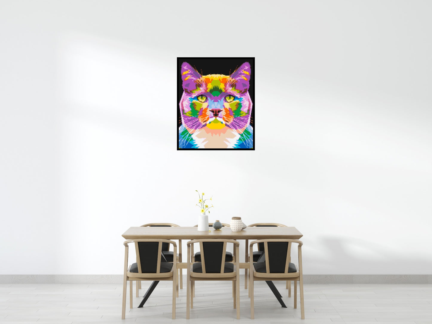 Lazy Cat Colourful Pop Art - Brick Art Mosaic Kit 5x6 large