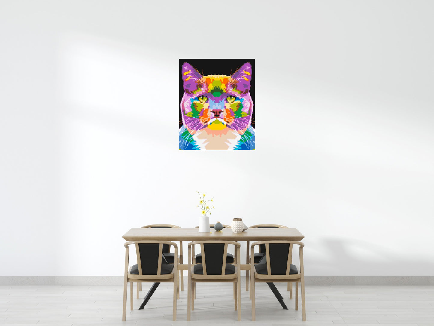 Lazy Cat Colourful Pop Art - Brick Art Mosaic Kit 5x6 large