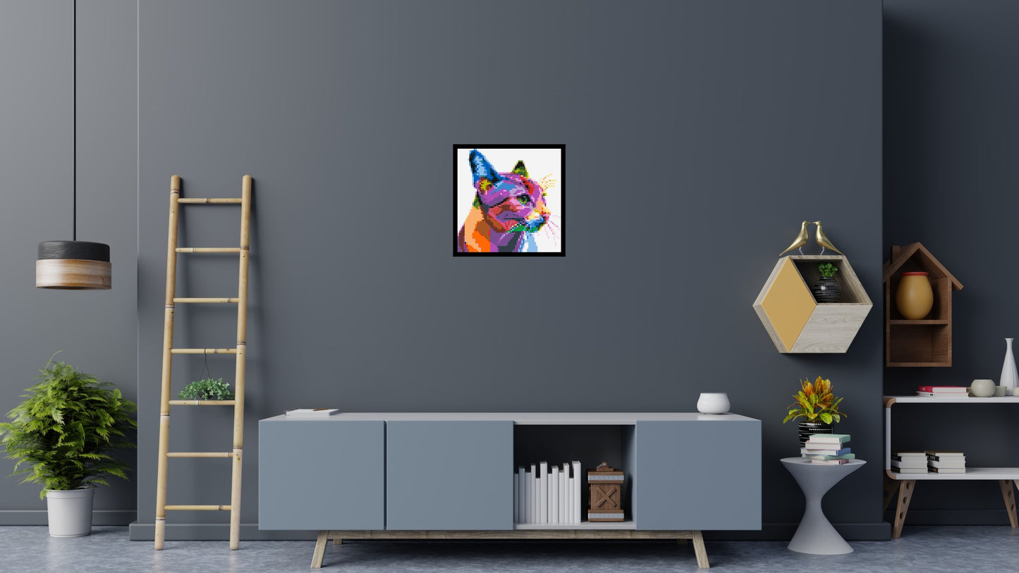 Cat #1 Colourful Pop Art - Brick Art Mosaic Kit 3x3 large