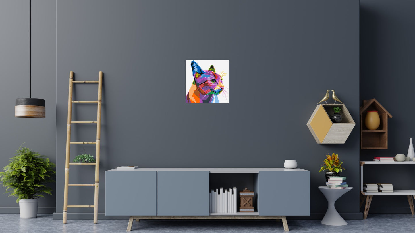 Cat #1 Colourful Pop Art - Brick Art Mosaic Kit 3x3 large