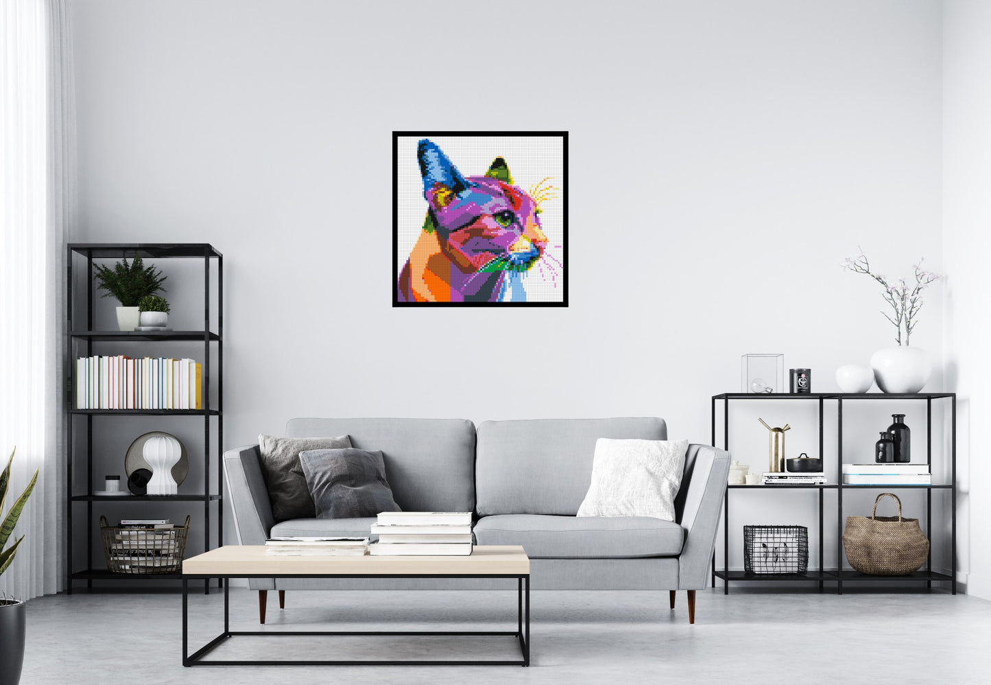 Cat #1 Colourful Pop Art - Brick Art Mosaic Kit 4x4 large