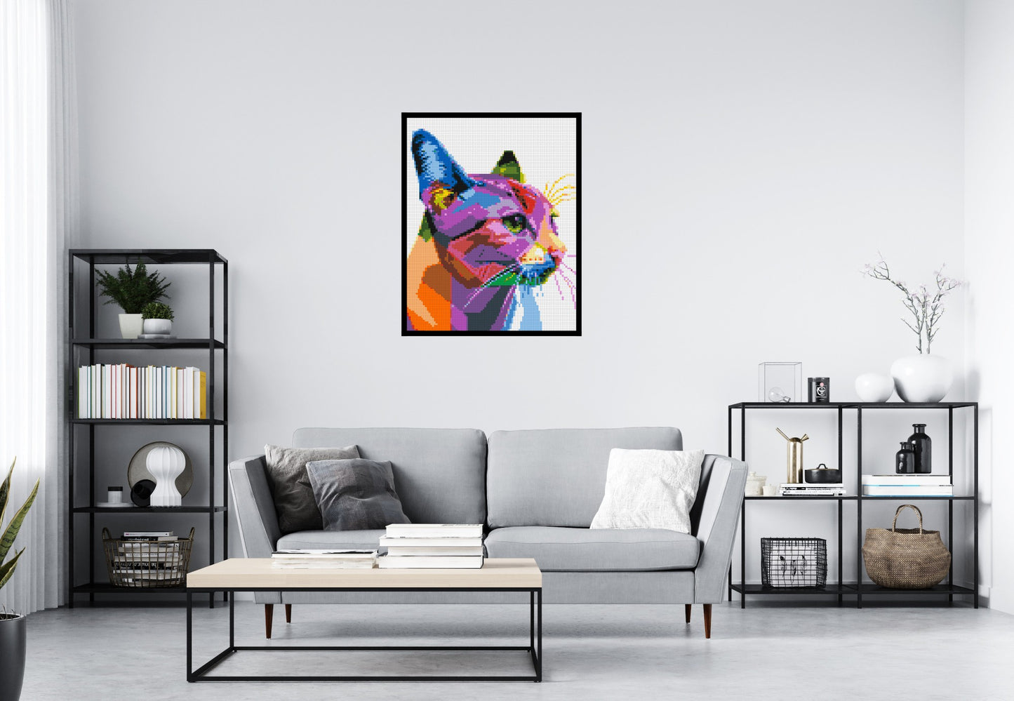 Cat #1 Colourful Pop Art - Brick Art Mosaic Kit 4x5 large