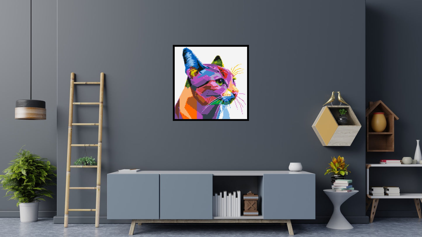 Cat #1 Colourful Pop Art - Brick Art Mosaic Kit 5x5 large