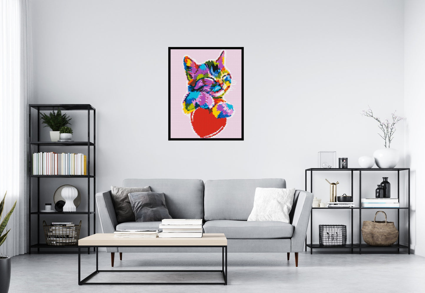 Cat with a Heart Colourful Pop Art - Brick Art Mosaic Kit 4x5 large